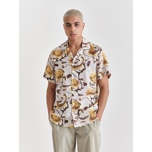 New Wax London Didcot Distorted Camp Shirt Cotton Floral Light Size XL